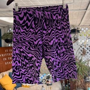Trippy Purple Velvet Biker Shorts